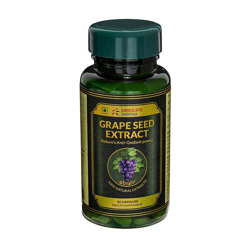 Medlife Essentials Grape Seed Extract 180 Capsule - 3's Pack - For Anti-Aging, Immunity & Reduce Stress